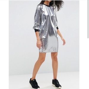 ASOS metallic silver shift dress